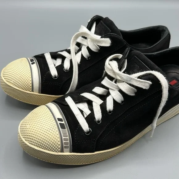 Prada Black Suede Sneakers 9/39 - Picture 8 of 9
